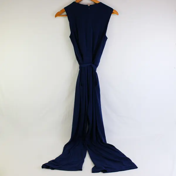 Vince Camuto Navy Blue Sleeveless Belted Wide-Leg Jumpsuit Women's XS