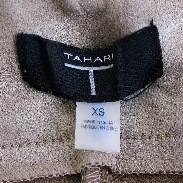 Tahari Beige Faux Suede Pull-On Slim Leg Pants Women's XS