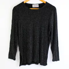VTG Amanda Paris London New York Sparkly Black Long-Sleeved Top Women's Medium
