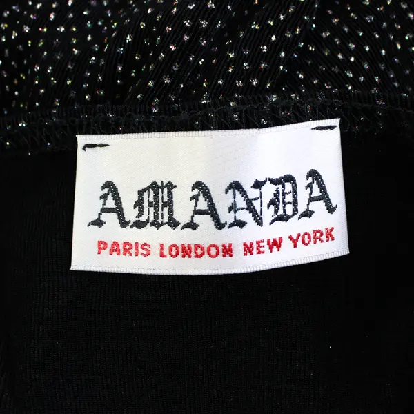 VTG Amanda Paris London New York Sparkly Black Long-Sleeved Top Women's Medium