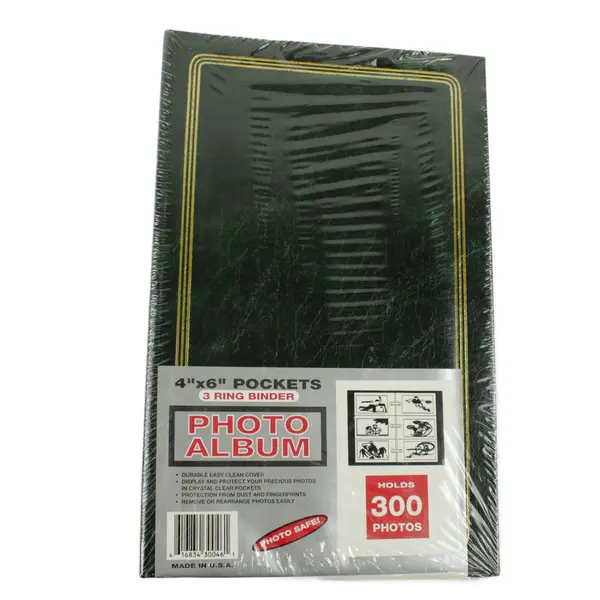 Hunter Green Leatherette Photo Album 300 Pockets for 4x6 Pictures 3 Ring Binder