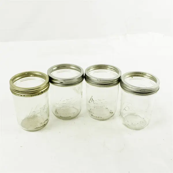 Lot of 4 Kerr Wide Mouth 12oz Mason Jars - Used, Rings Only