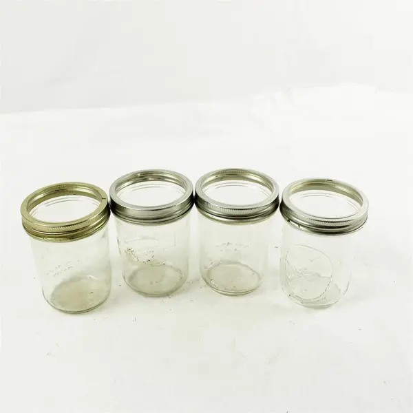 Lot of 4 Kerr Wide Mouth 12oz Mason Jars - Used, Rings Only