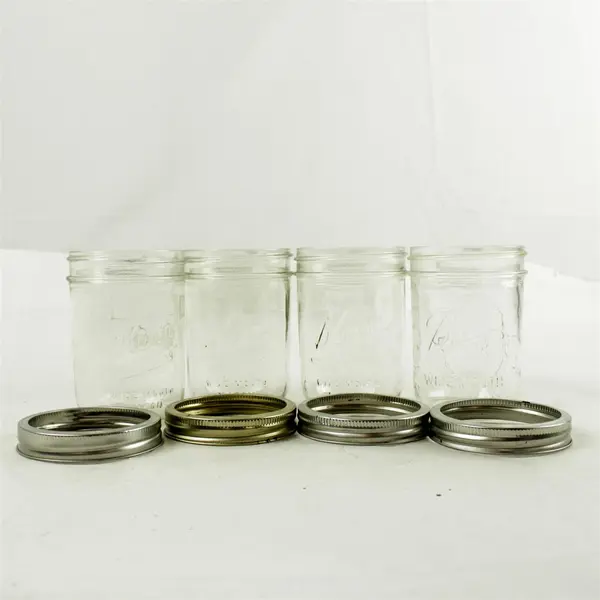 Lot of 4 Kerr Wide Mouth 12oz Mason Jars - Used, Rings Only