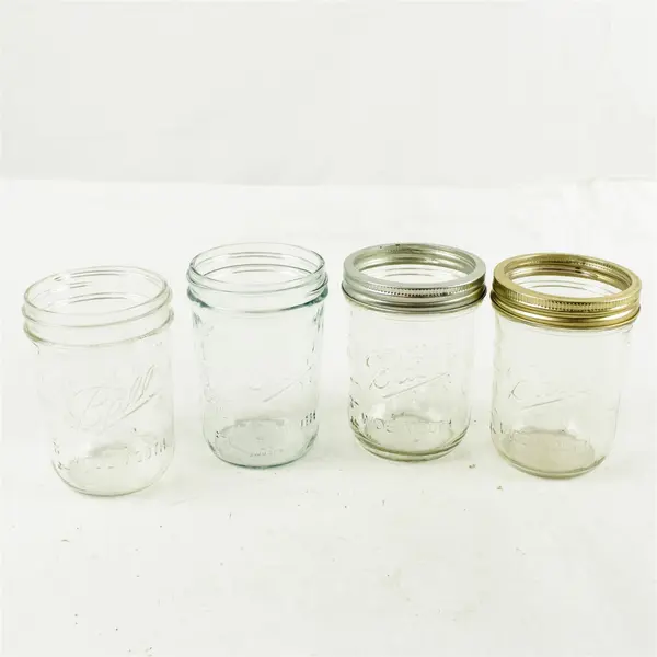 Lot of 4 Ball- Wide Mouth 12oz Mason Jars - Used, Rings Only
