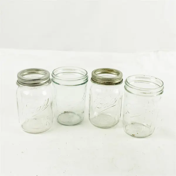 Lot of 4 Ball Mason Jars - Used, No Lids, Some Metal Rings - Canning/Storage