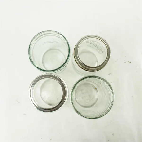 Lot of 4 Ball Mason Jars - Used, No Lids, Some Metal Rings - Canning/Storage