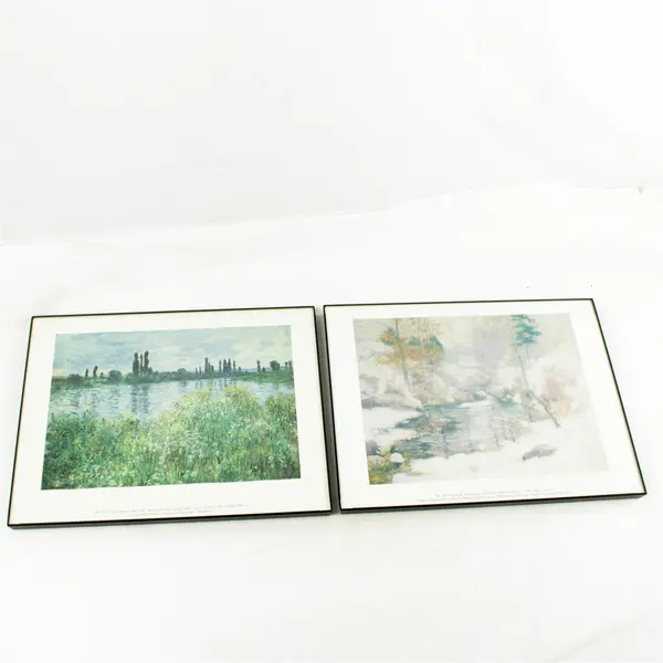 Lot of 2 Art Prints Winter Harmony & Banks of Seine Vetheuil 11x14