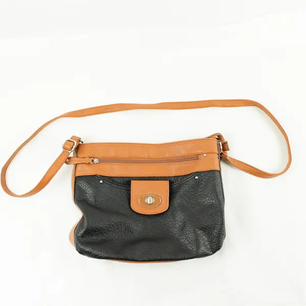 Rosetti Medium Black & Brown Two-Tone Crossbody Shoulder Bag Zipper