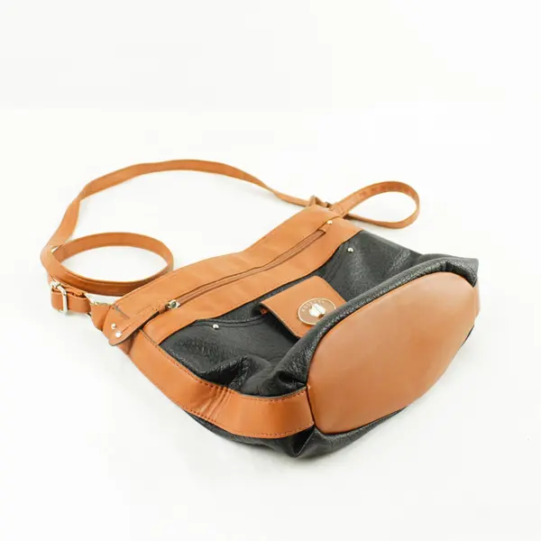 Rosetti Medium Black & Brown Two-Tone Crossbody Shoulder Bag Zipper