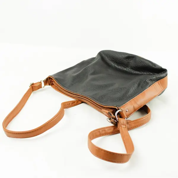 Rosetti Medium Black & Brown Two-Tone Crossbody Shoulder Bag Zipper