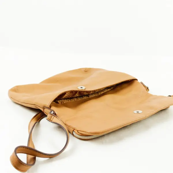 Brown Adjustable Shoulder Strap Zipper Purse Women's Handbag 11x9.5in