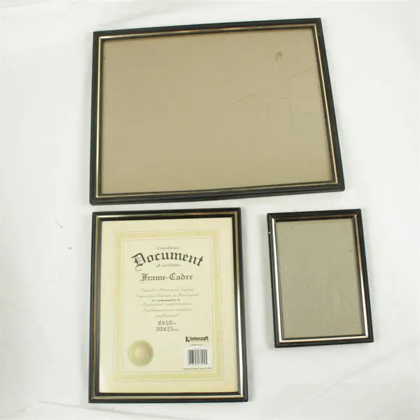 Set of 3 Black & Gold Picture Frames 13x10, 9x7.5, 6.5x4.25