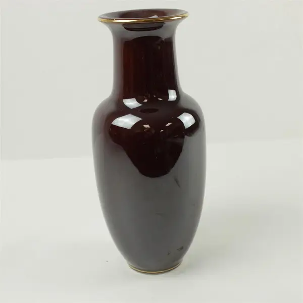 Vintage Japanese Brown Porcelain Vase Narrow Neck 10.5in