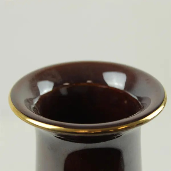 Vintage Japanese Brown Porcelain Vase Narrow Neck 10.5in