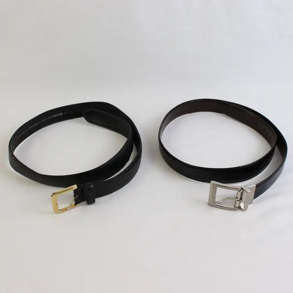 Mixed Lot of 5 Flawed Black Leather Belts for DIY Leatherwork Upcycling