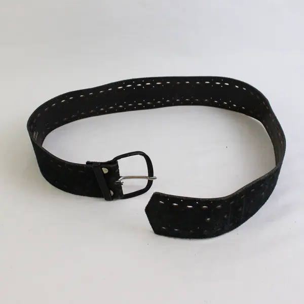 Mixed Lot of 5 Flawed Black Leather Belts for DIY Leatherwork Upcycling