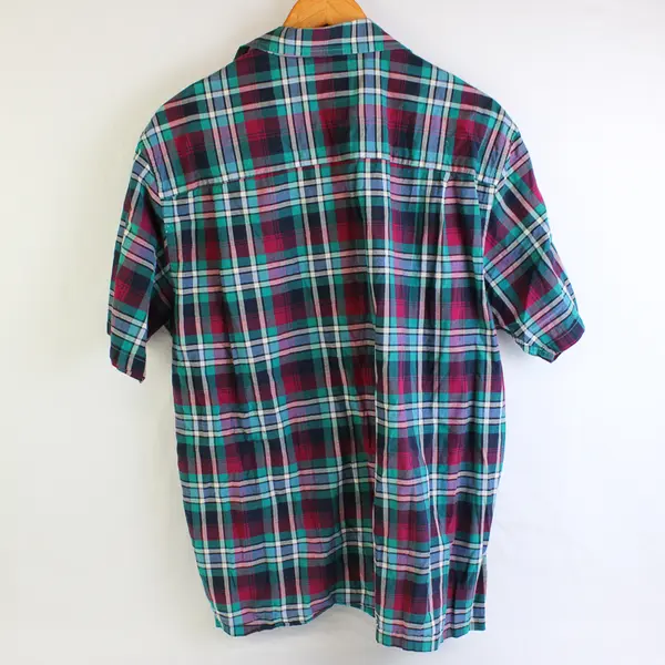 Pendleton Red Green and Blue Plaid Short-Sleeved Button-Up Men's Large