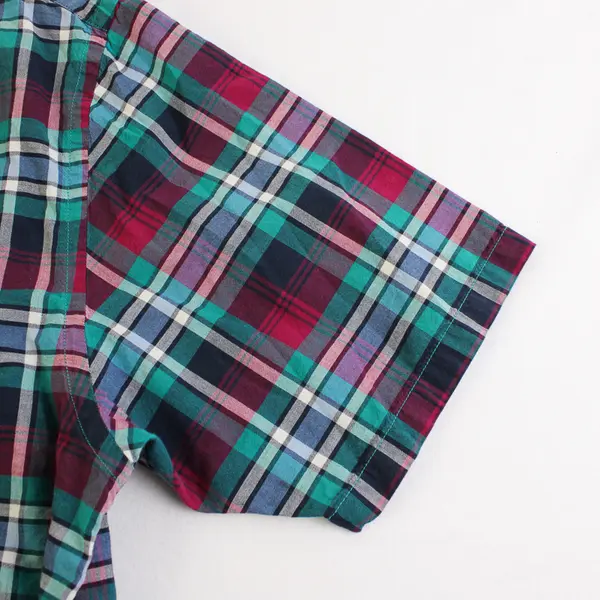 Pendleton Red Green and Blue Plaid Short-Sleeved Button-Up Men's Large