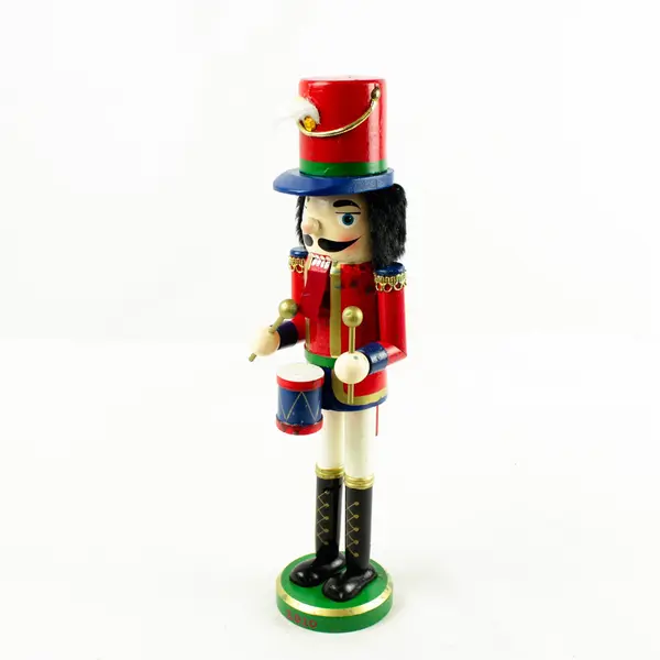 15.5" Nutcracker Red Coat Blue Drum Holiday Collectible