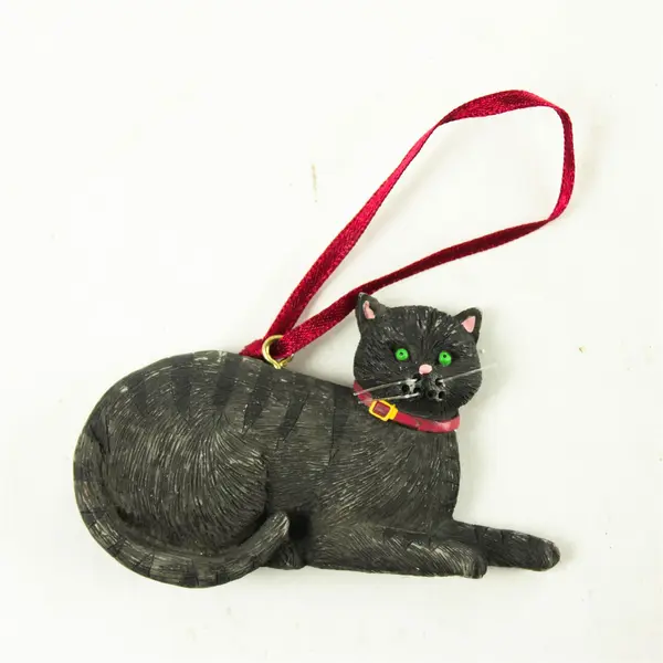 Vintage Black Cat Ornament 2x3in Collectible Used