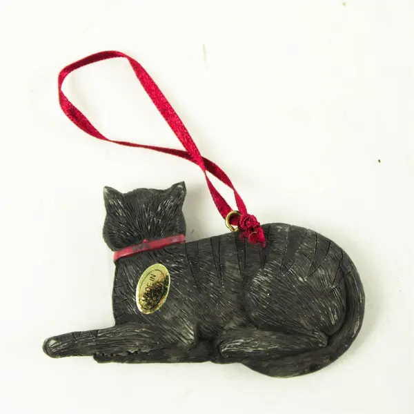 Vintage Black Cat Ornament 2x3in Collectible Used
