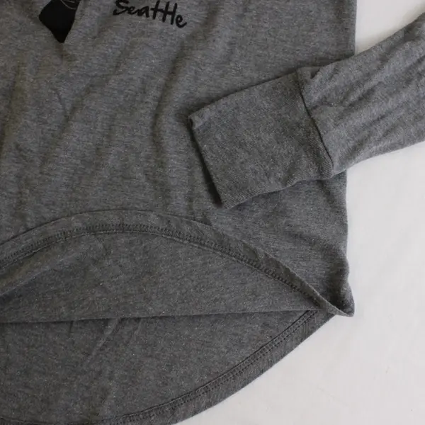 Marushka Women's S Gray Seattle WA Mushroom Graphic Long Sleeve Shirt