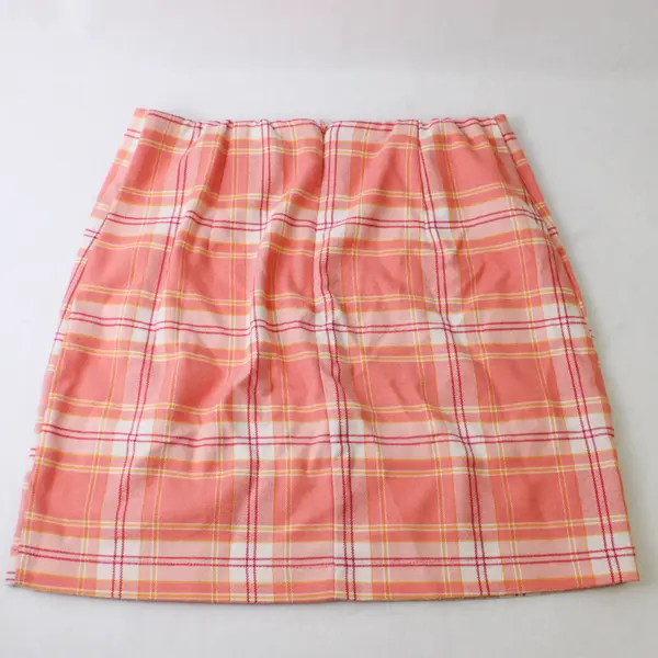 Wild Fable Women's 2 Pink Plaid Elastic Waist Mini Skirt w/Small Front Slit 