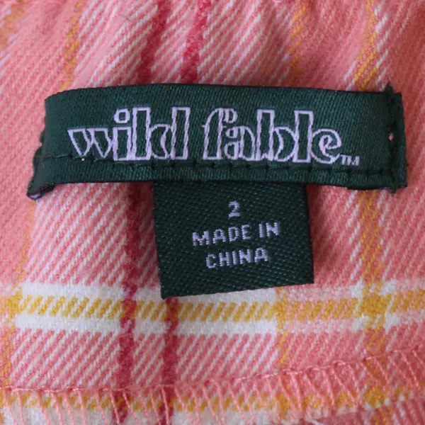 Wild Fable Women's 2 Pink Plaid Elastic Waist Mini Skirt w/Small Front Slit 