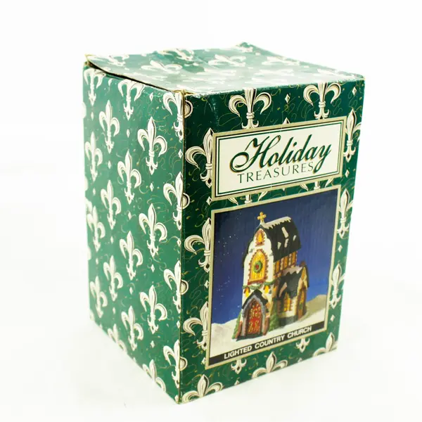 Holiday Treasures Lighted Country Church Collectible Village House 9"