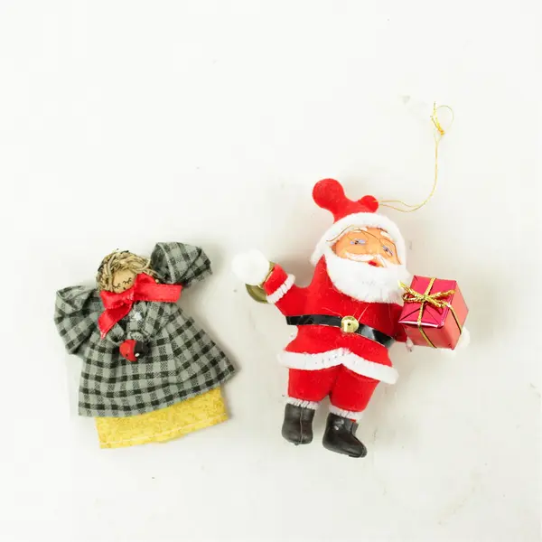 Vintage Santa Ornament & Angel Pin Set Christmas Holiday Collectible