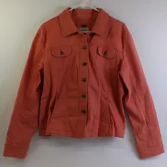 Live A Little Women's XL Salmon Orange Button Up Long Sleeve Denim Jacket