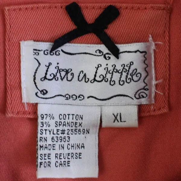 Live A Little Women's XL Salmon Orange Button Up Long Sleeve Denim Jacket