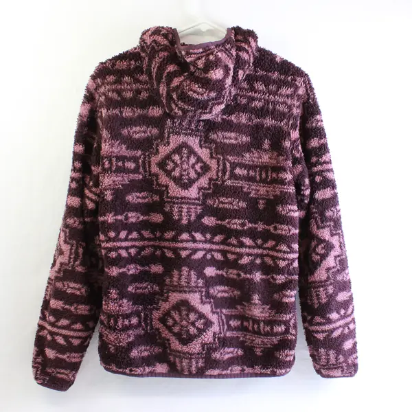 Ariat Women's S REAL Berber Mulberry 1/4 Zip Hooded Western Pullover Sweater