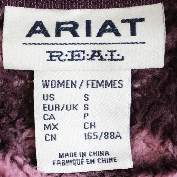 Ariat Women's S REAL Berber Mulberry 1/4 Zip Hooded Western Pullover Sweater