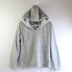 PJ Couture Women's M Gray Sherpa Fleece Lined Hooded Pajama Jacket