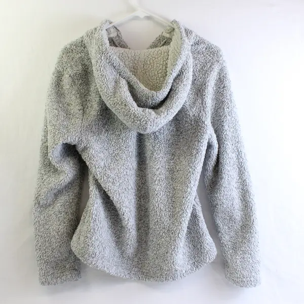 PJ Couture Women's M Gray Sherpa Fleece Lined Hooded Pajama Jacket