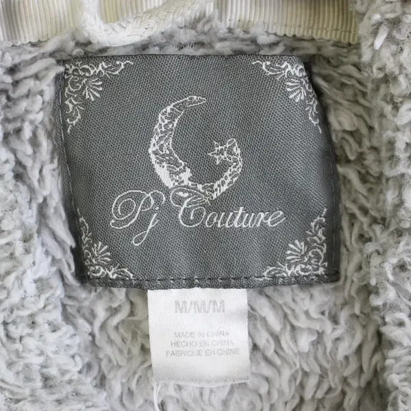 PJ Couture Women's M Gray Sherpa Fleece Lined Hooded Pajama Jacket