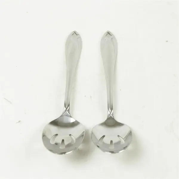 Lot of 2 Hampton Signature Stainless Lace Frosted Pierced Serving Spoons