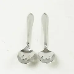 Lot of 2 Hampton Signature Stainless Lace Frosted Pierced Serving Spoons