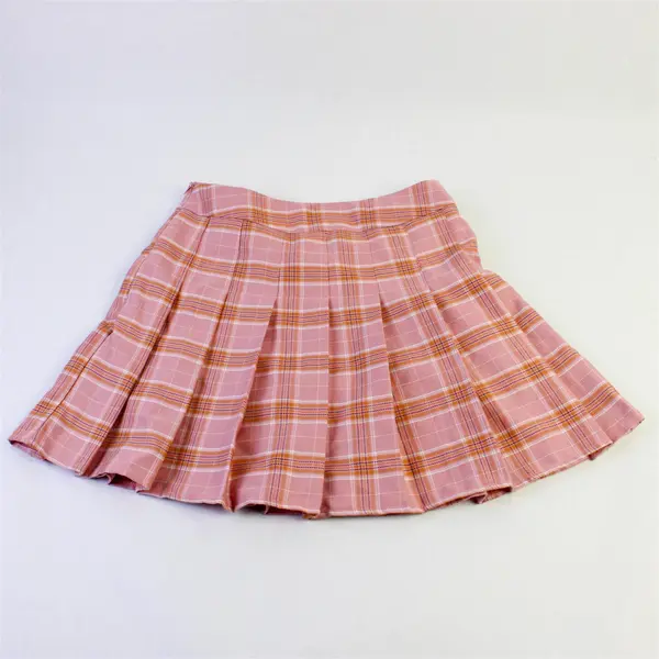 Fashion Dress Women's Sz. S Pink Plaid Pleated Mini Skirt with Built-In Shorts