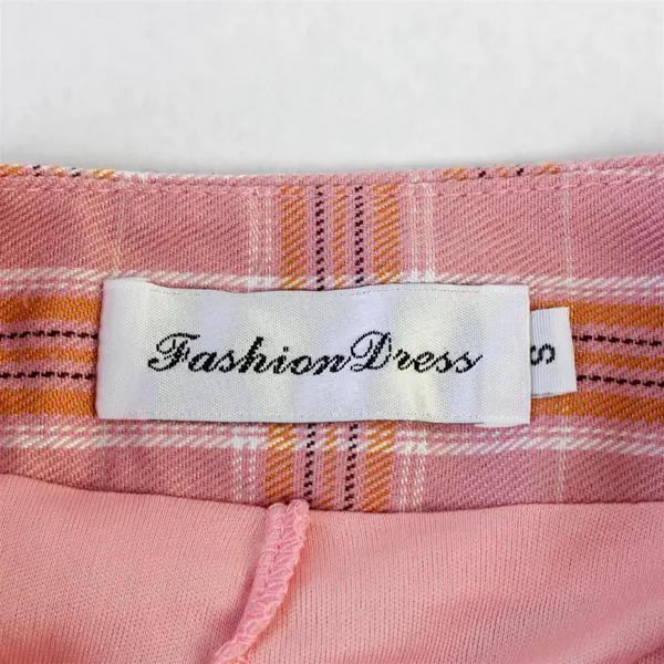 Fashion Dress Women's Sz. S Pink Plaid Pleated Mini Skirt with Built-In Shorts