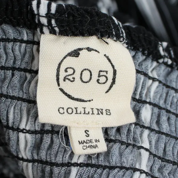 205 Collins Women's Small  B&W Striped Smocked Top Button Front Jumpsuit