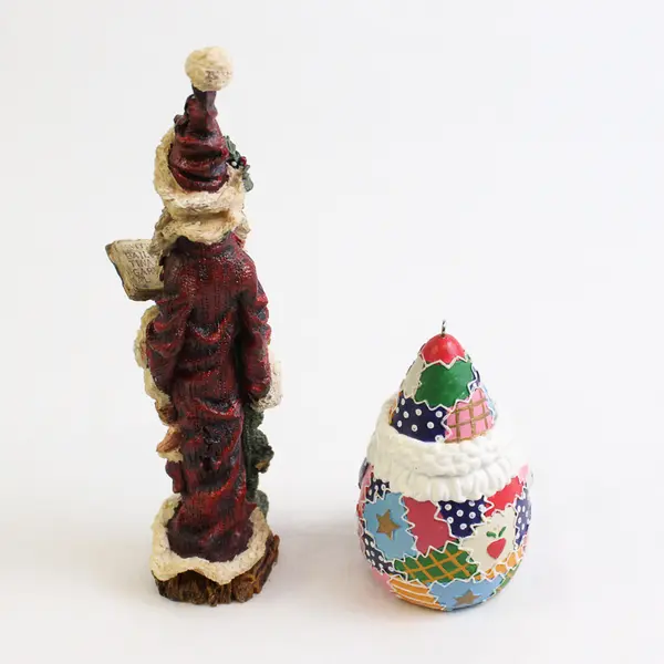 Lot of 2 Vintage Whimsical Santa Ornaments, One is a Boyd's Bear