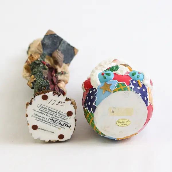 Lot of 2 Vintage Whimsical Santa Ornaments, One is a Boyd's Bear