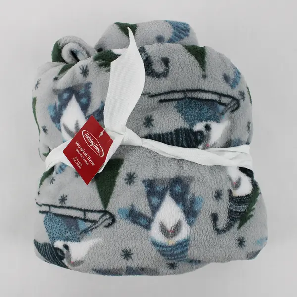 Holiday Home Microplush Throw Christmas  Blanket Gift  50x60, New #RN29360