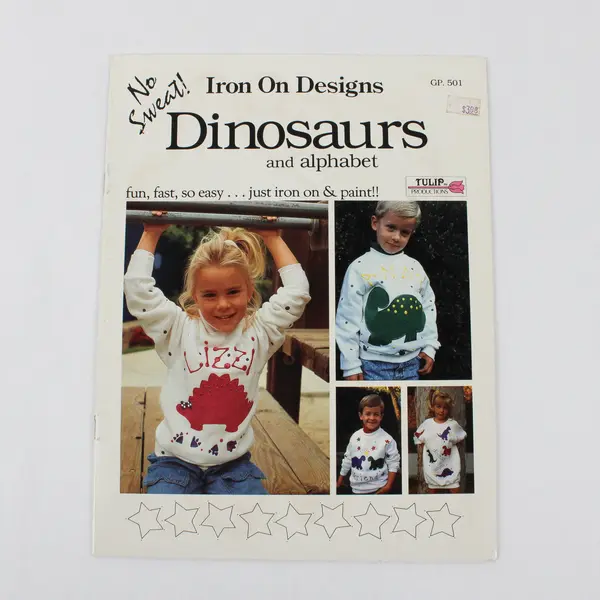 Iron On Designs Dinosaurs and Alphabet Transfer Designs Book, 1987
