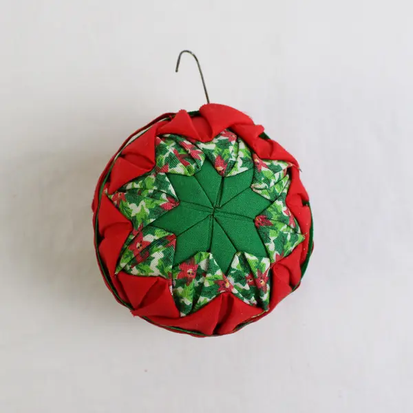 Lot of 2 Vintage Fabric Christmas Tree Ornaments One Angel and a Ball