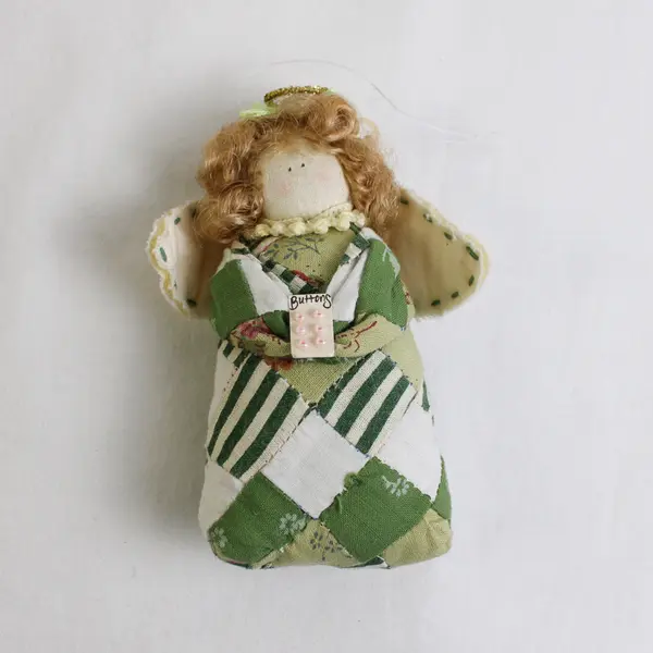 Lot of 2 Vintage Fabric Christmas Tree Ornaments One Angel and a Ball