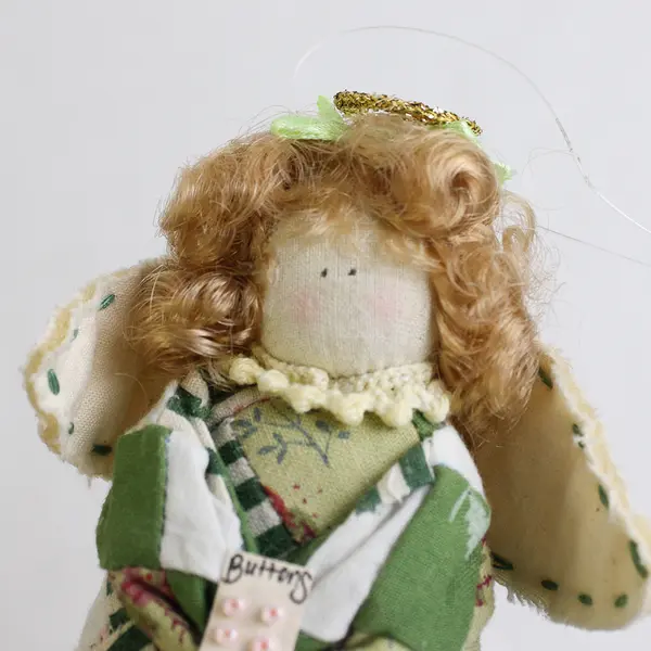 Lot of 2 Vintage Fabric Christmas Tree Ornaments One Angel and a Ball